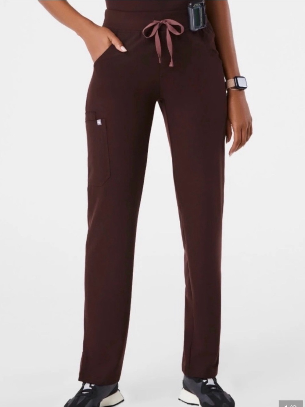 Women's Espresso Drawstring Cargo Scrub Pants